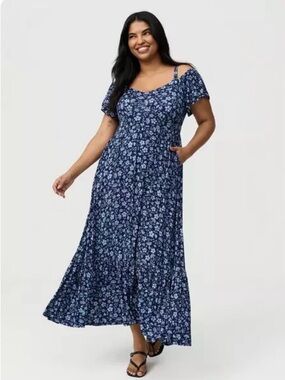 NWT Torrid Cold Shoulder Tiered Maxi Dress
